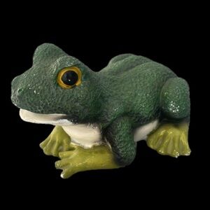 Green Frog Reptile Decor Textured 2-Tone Resin Statue Figurine Habitat Accent 6”